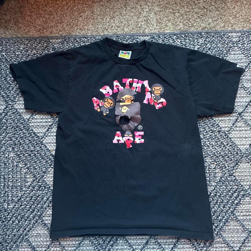 Real Bape Black Cotton T Shirt 445c