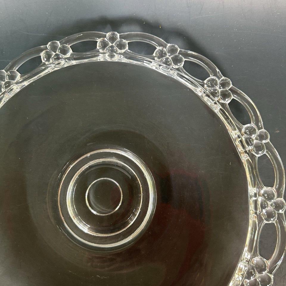 Vintage Glass Serving Platter Openwork 51d7 3