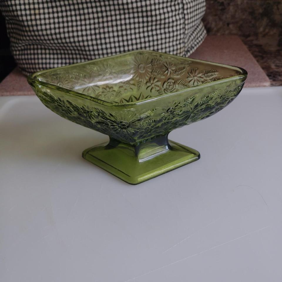 Green Glass Square Bowl With Efa2 2