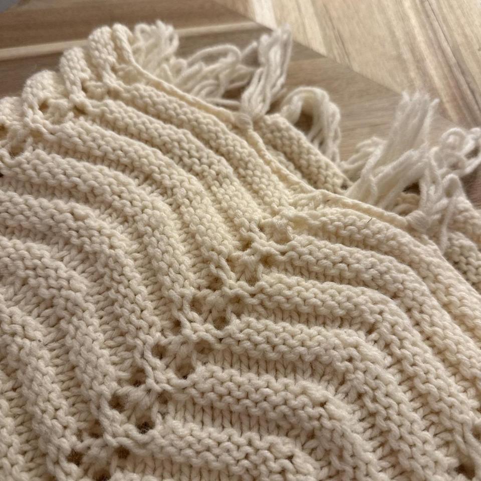 Vtg Handmade Crochet Afghan Blanket 5269 3