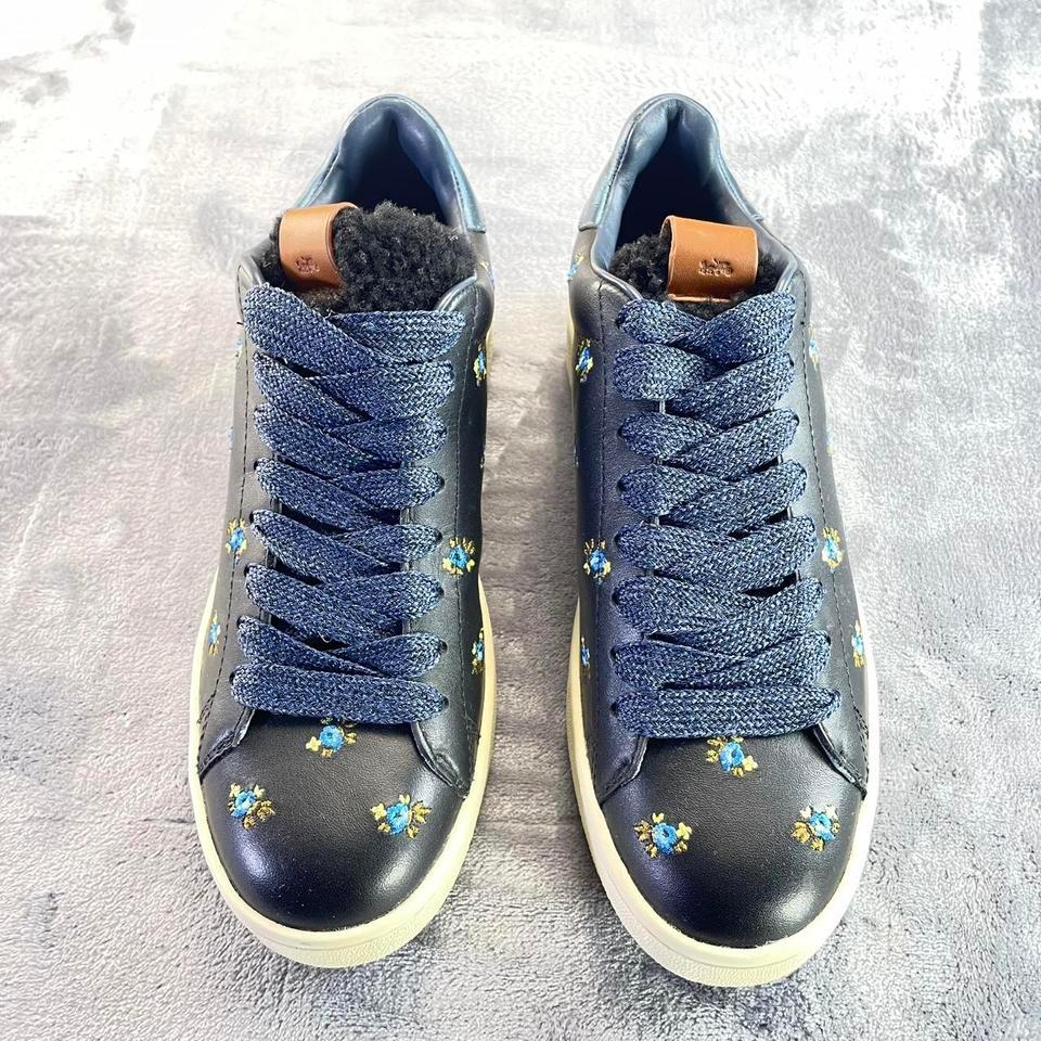 Coach Navy Blue Leather Floral 3