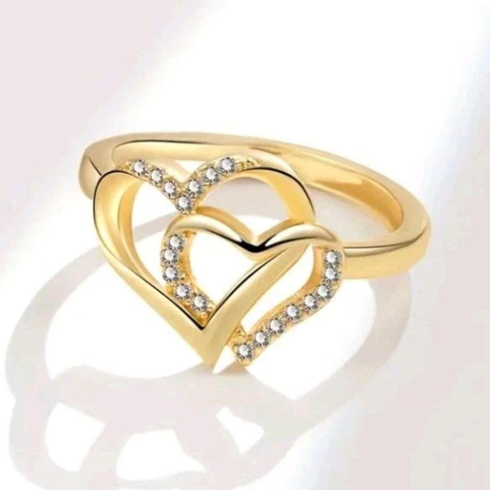 Double Heart Cubic Zirconia Ring 931a 3