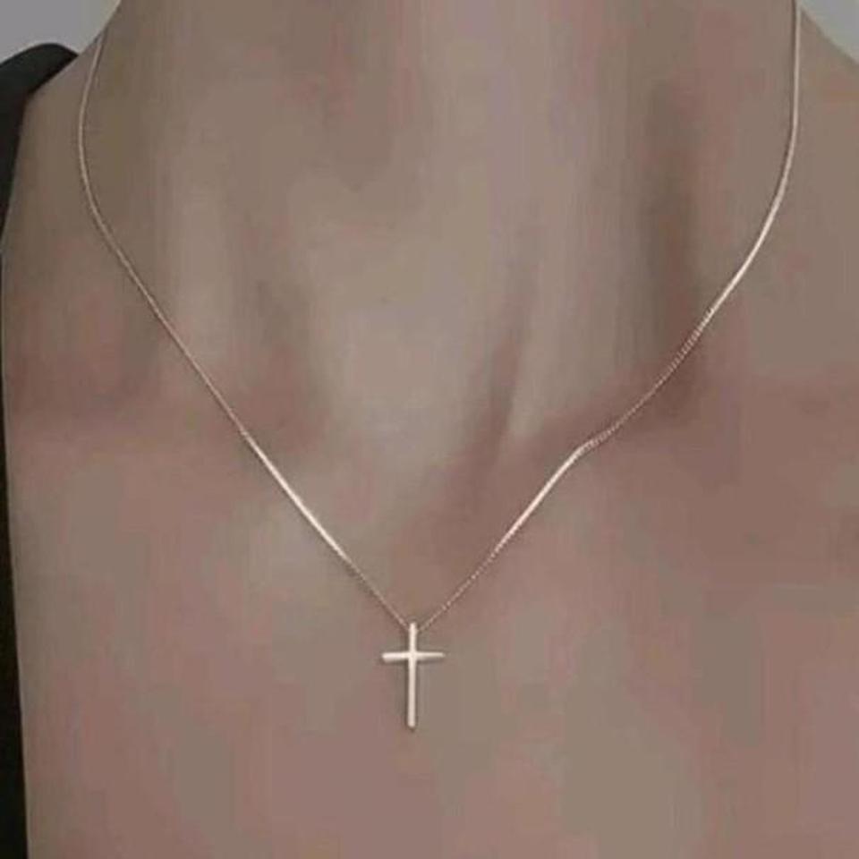Silver Stainless Steel Cross Necklace Acd3 3