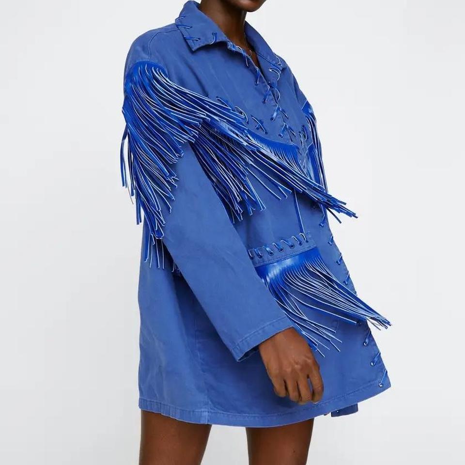 Lattice Fringe Denim Jacket In 2