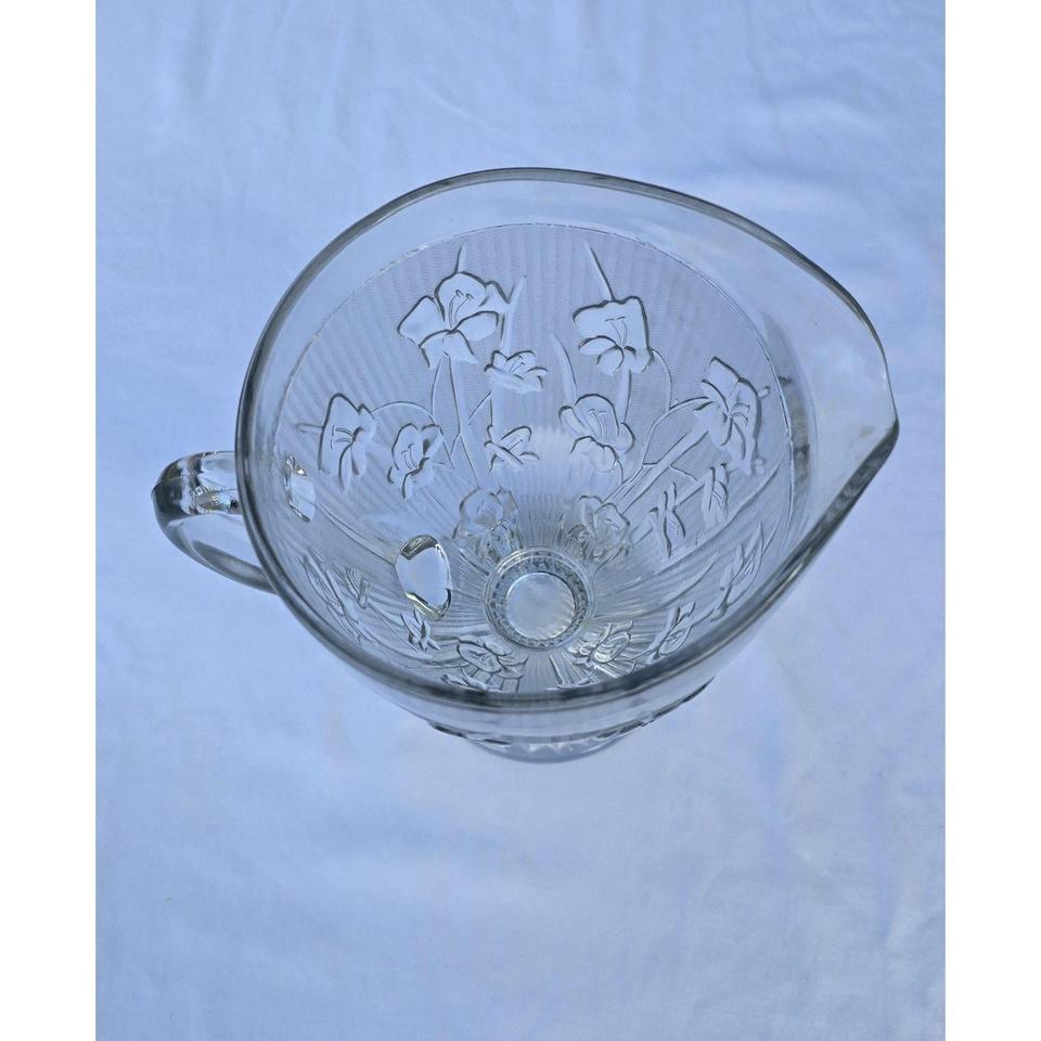 Item Clear Pressed Glass Pitcher B5f7 6