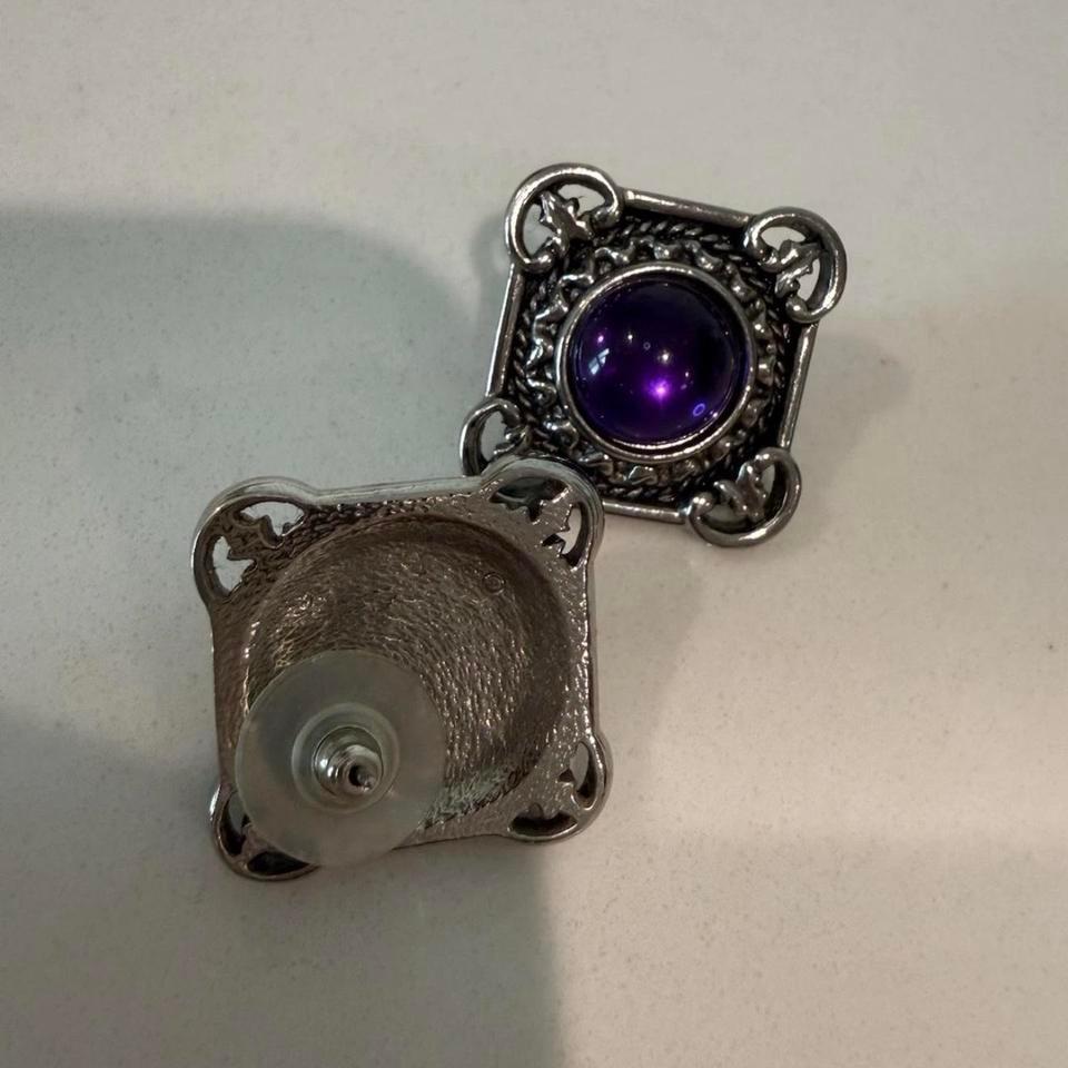 Art Deco Purple Stone Square Ac99 7