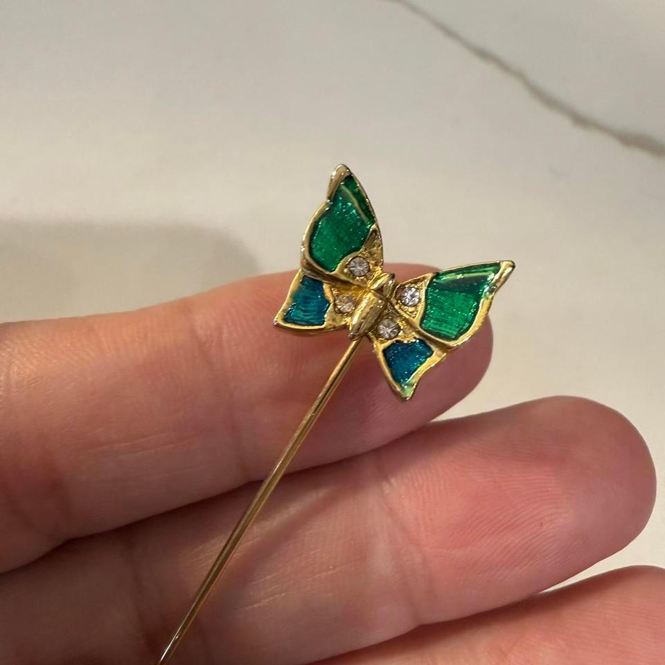 Vintage Cat And Butterfly Rhinestone 6b98 3