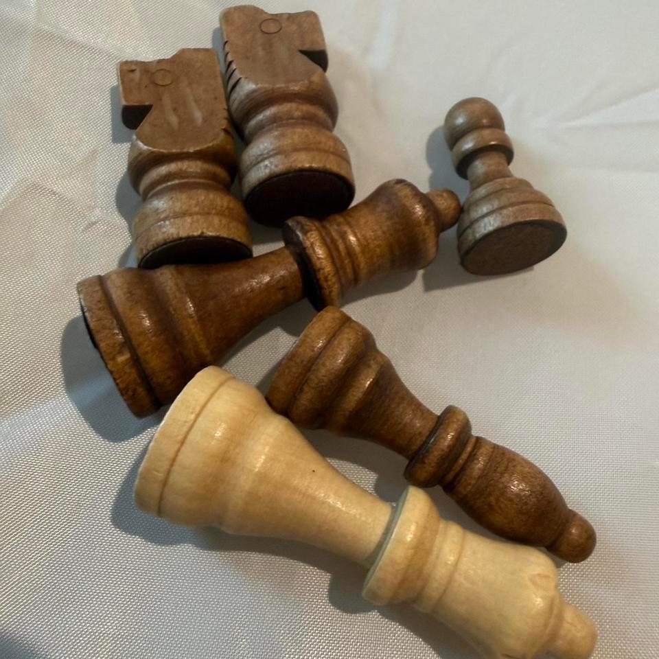 Vintage Chess Set Wood Partial 4f75