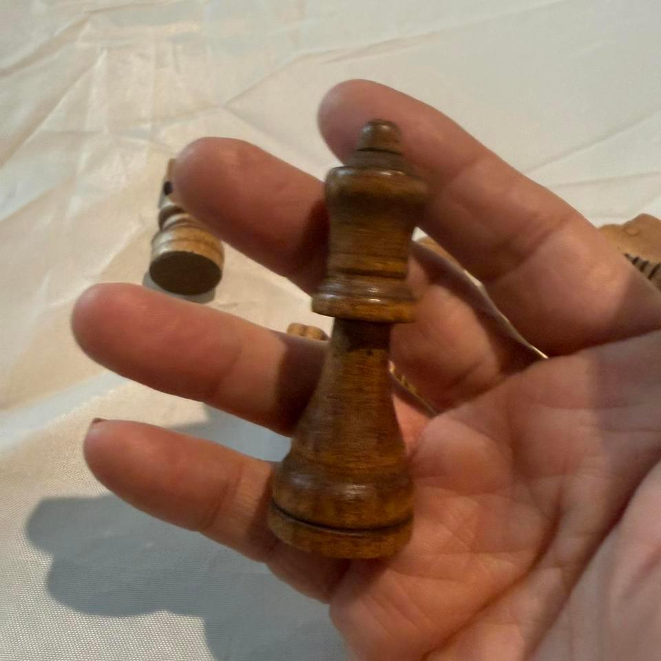 Vintage Chess Set Wood Partial 4f75 3