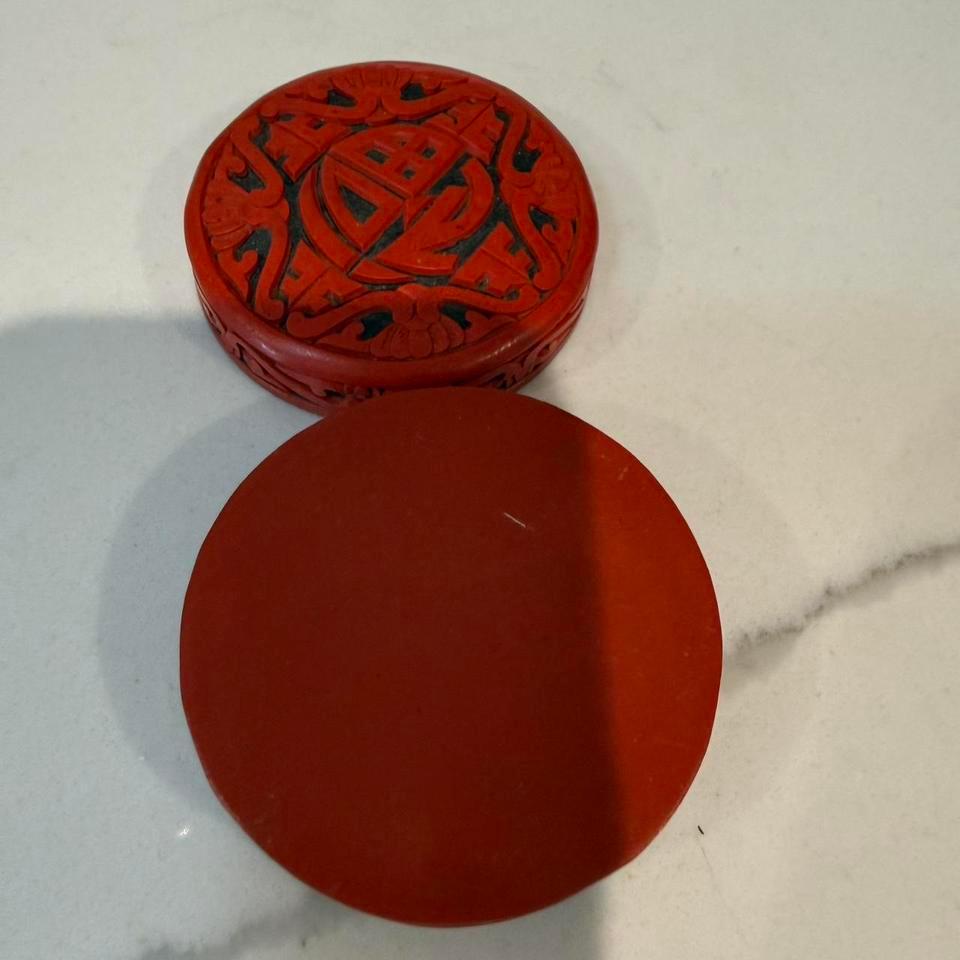 Miniature Chinese Carved Red Cinnabar A195 5
