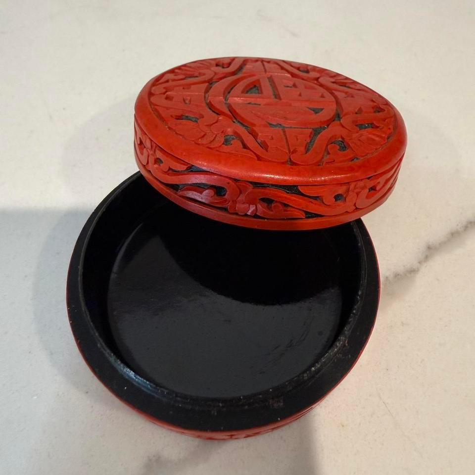 Miniature Chinese Carved Red Cinnabar A195 4