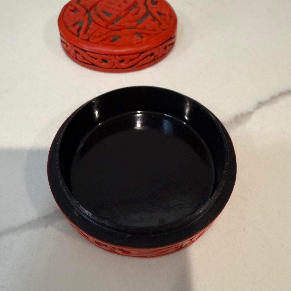Miniature Chinese Carved Red Cinnabar A195 6
