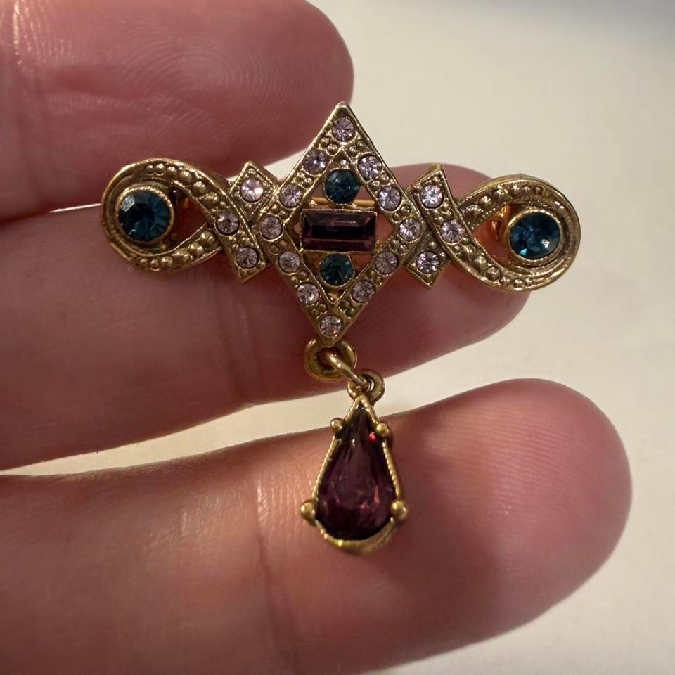 Vintage Gold Filigree Bar Pin 2d12