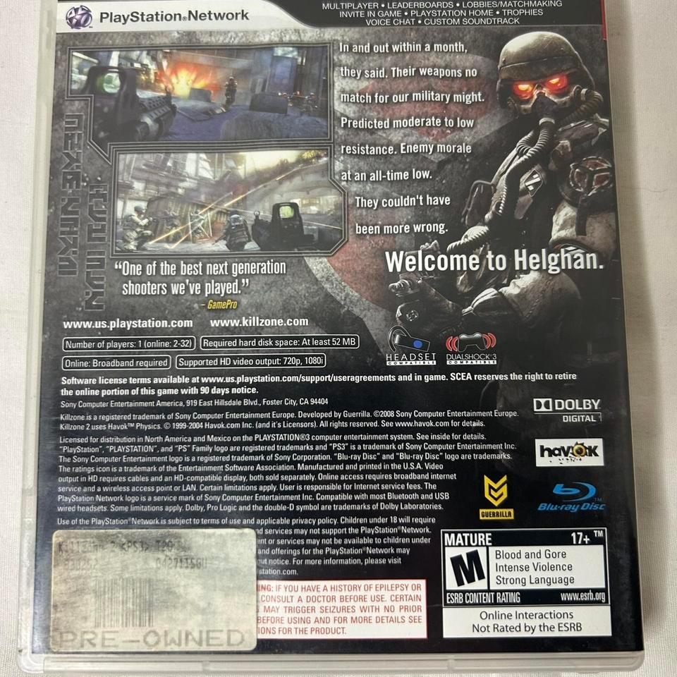 Playstation 3 Killzone 2 For 2
