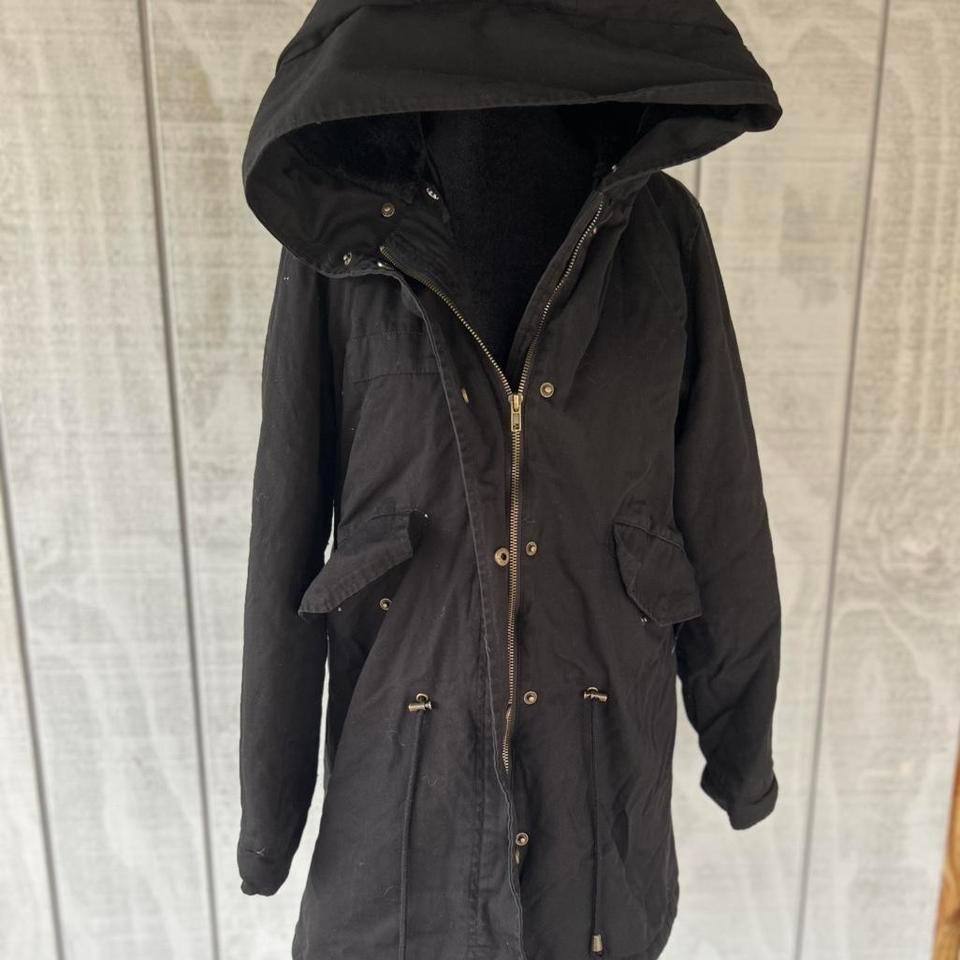 Black Boohoo Parka Jacket Size