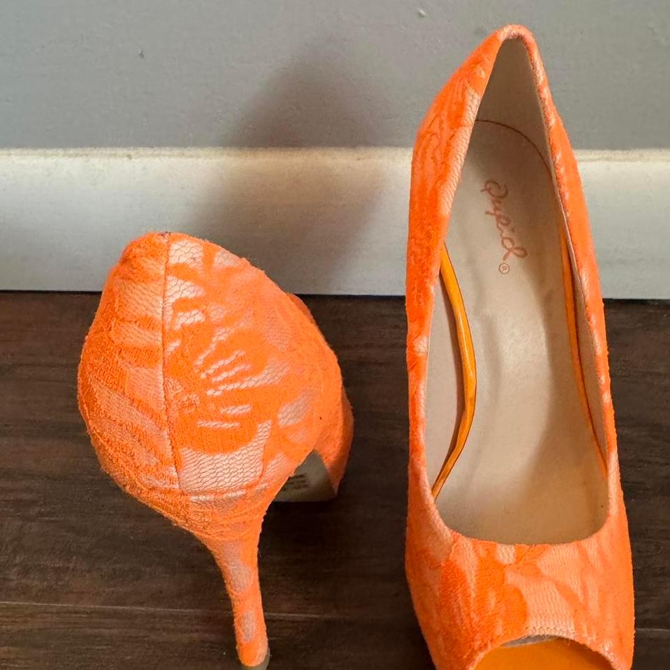 Neon Orange Lace Peep Toe 8b32 7