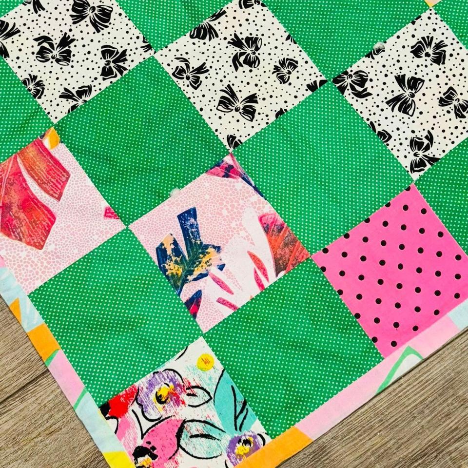 Colorful Handmade Patchwork Quilt Made 7
