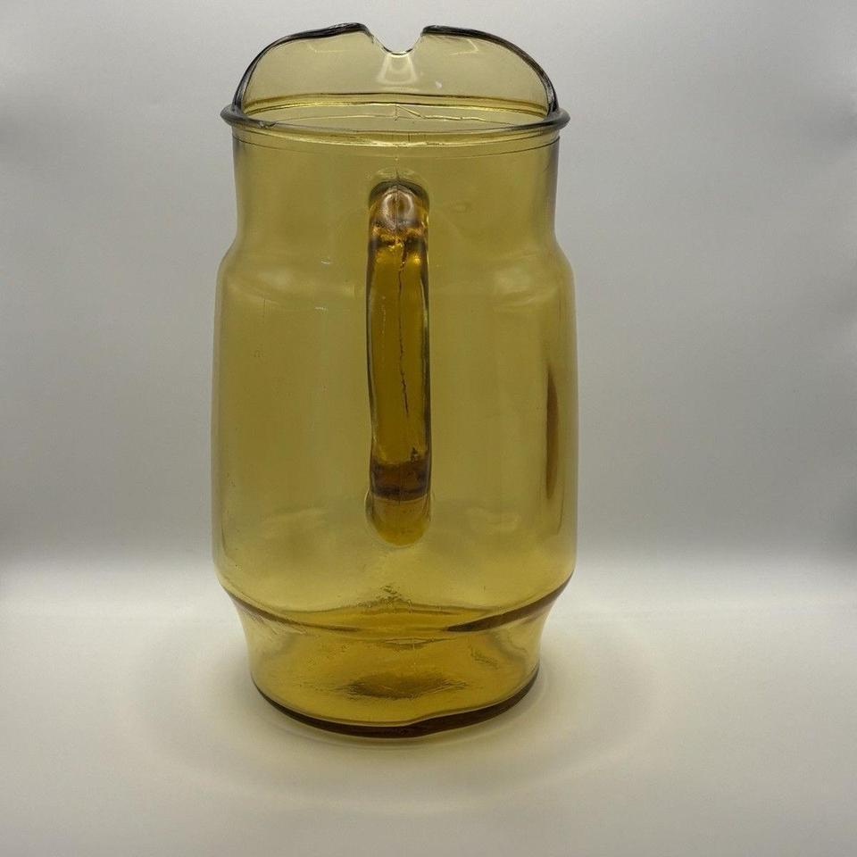 Vintage Amber Glass Pitcher Featuring Acef 6