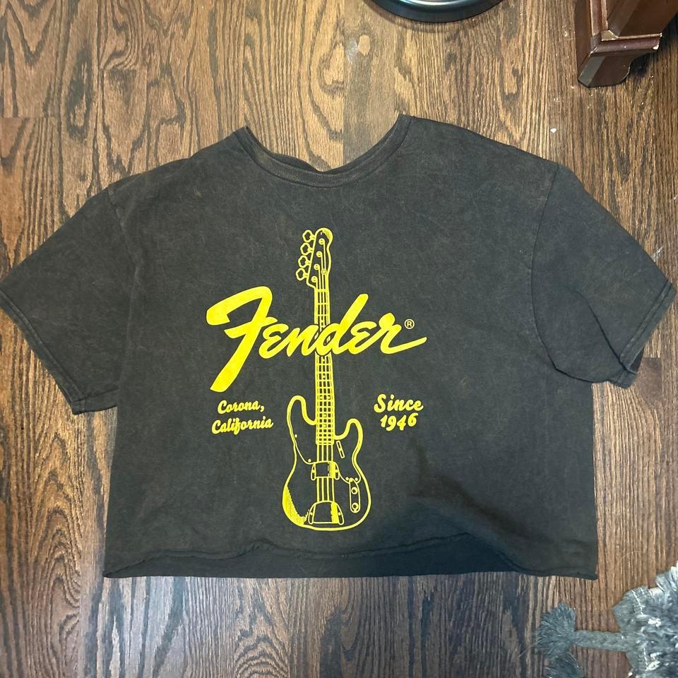 Fender Black Cropped Tee Rock 9eb8