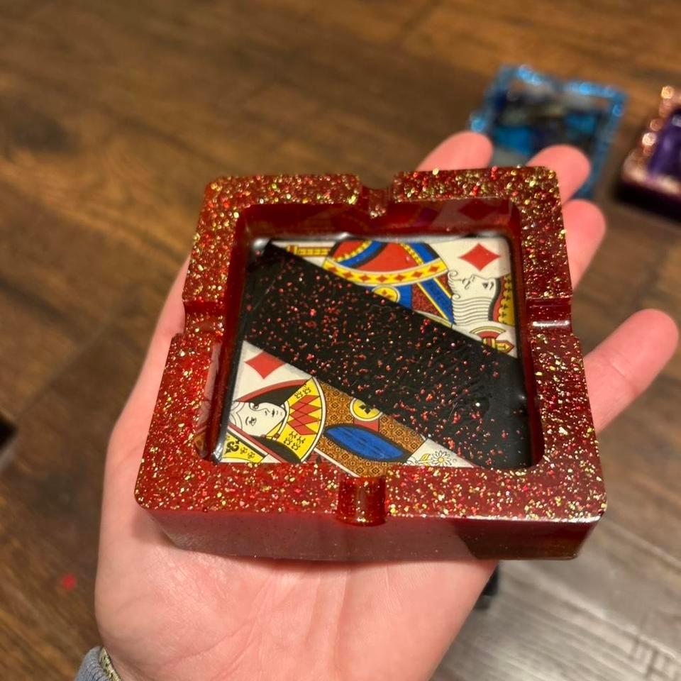Card Set Ashtrays Glitter Poker 2