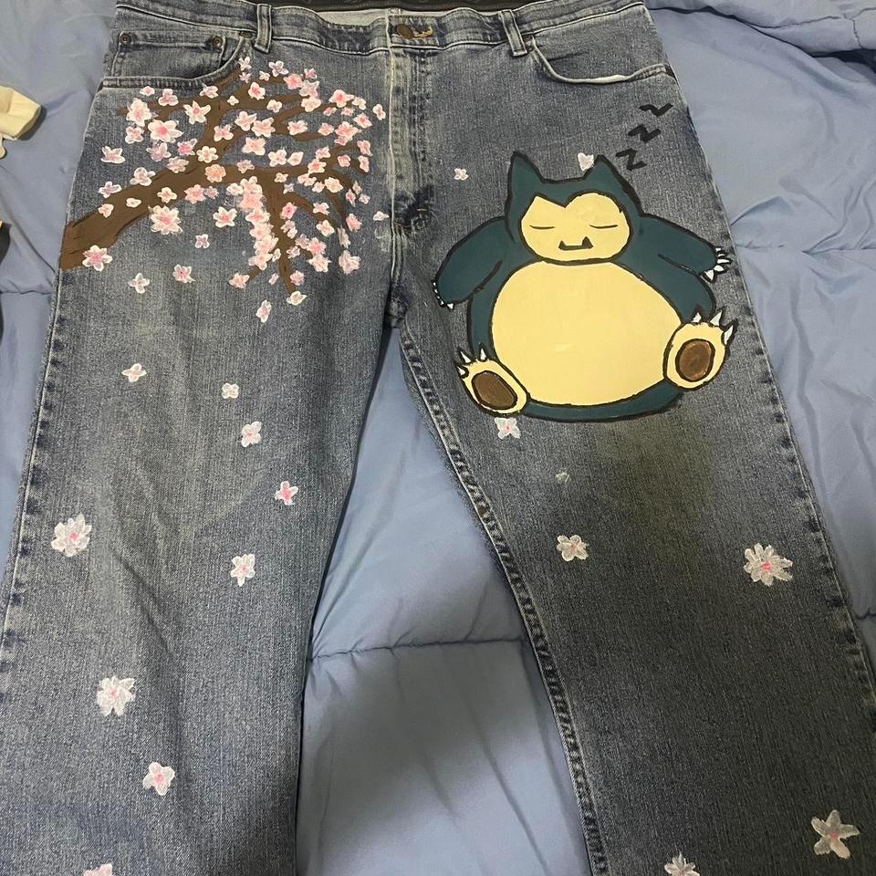 Custom Snorlax Cherry Blossom Jeans