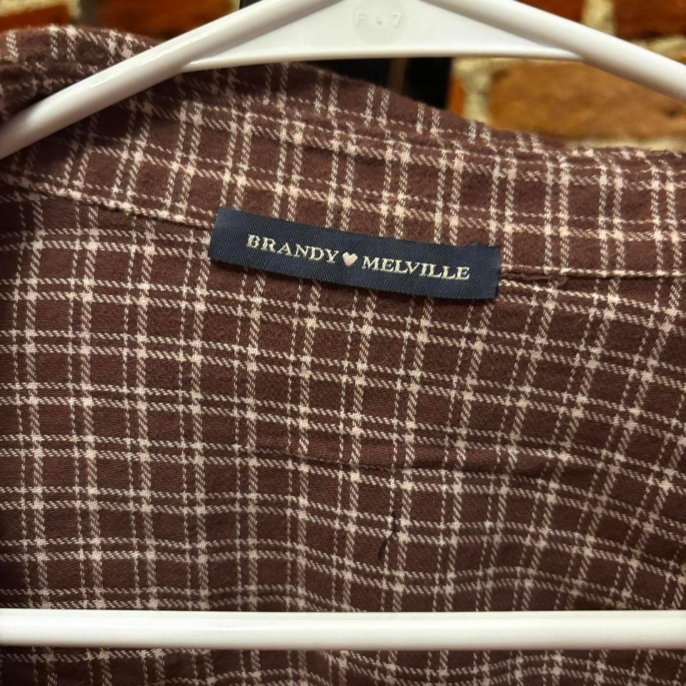 Brandy Melville Brown Plaid Button 6828 2