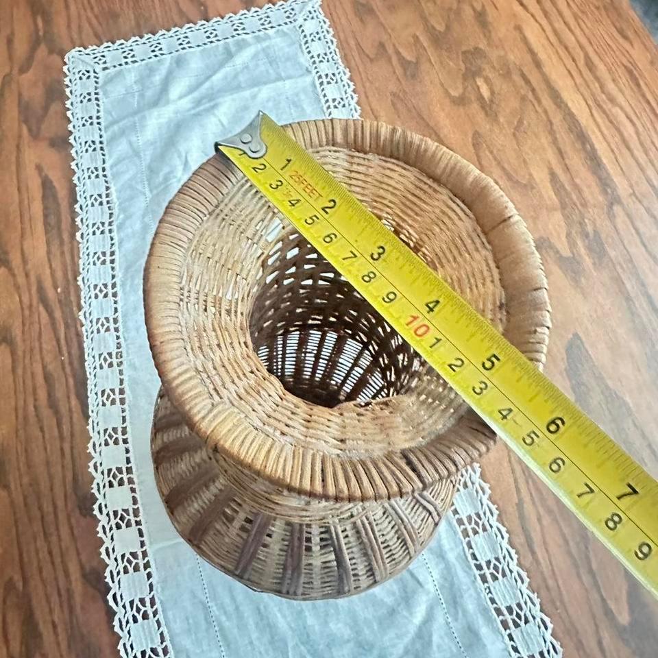 This Vintage Wicker Woven Vase A664 3
