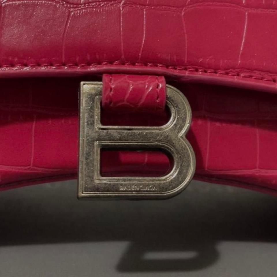 Pink Croc Embossed Leather Handbag 7765 2