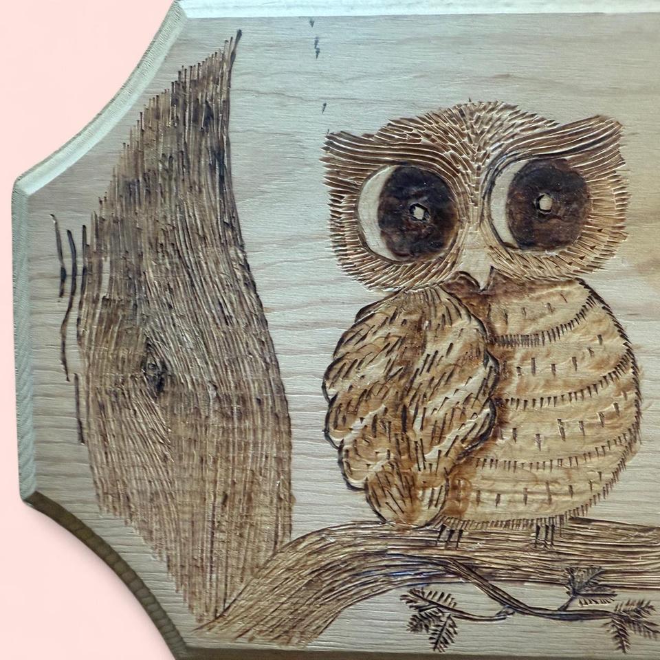 1981 Hand Carved Wooden Owl 2