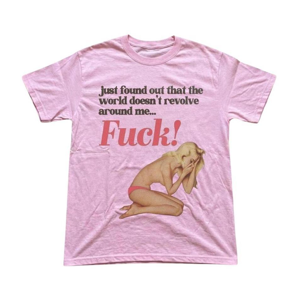 Pink Graphic Tee With Funny C49c