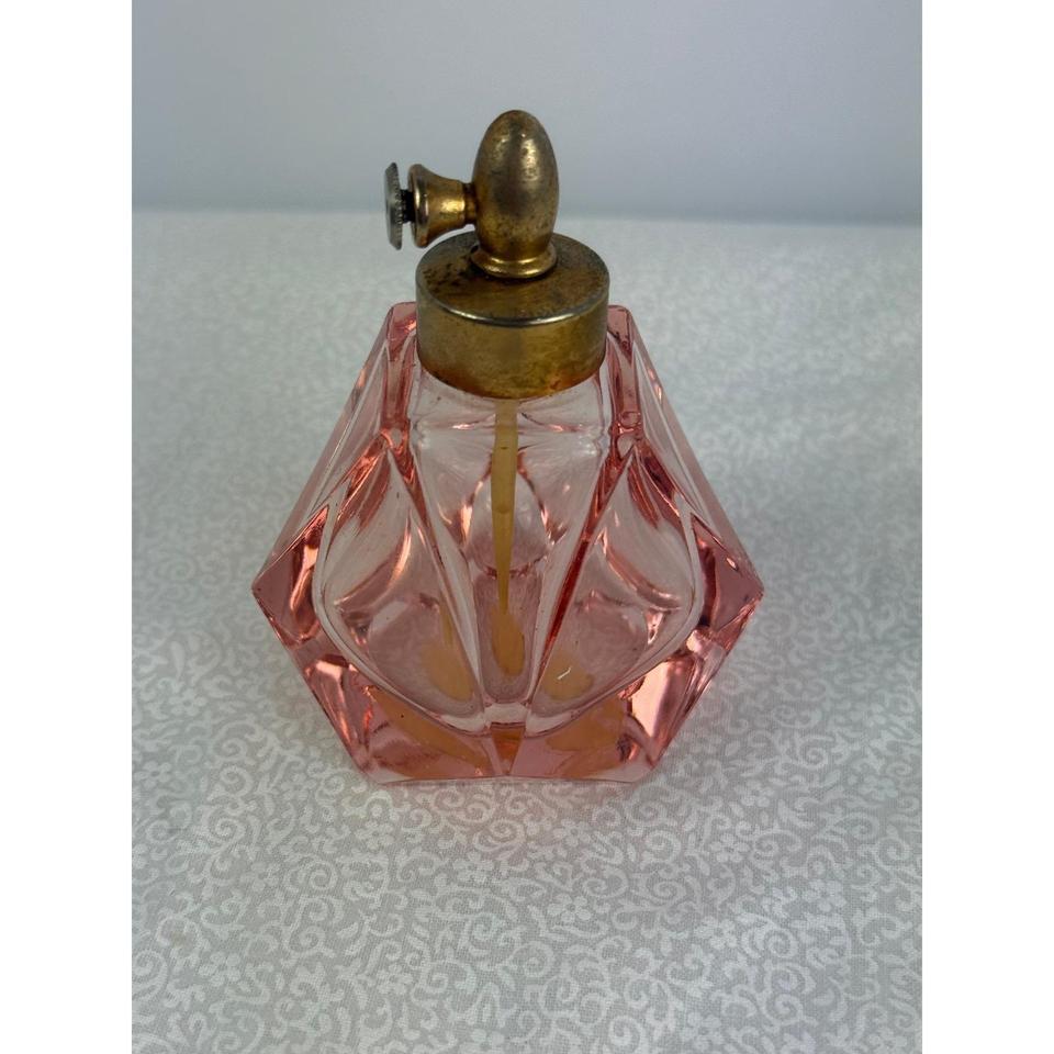 Vintage Pink Faceted Glass Perfume C641