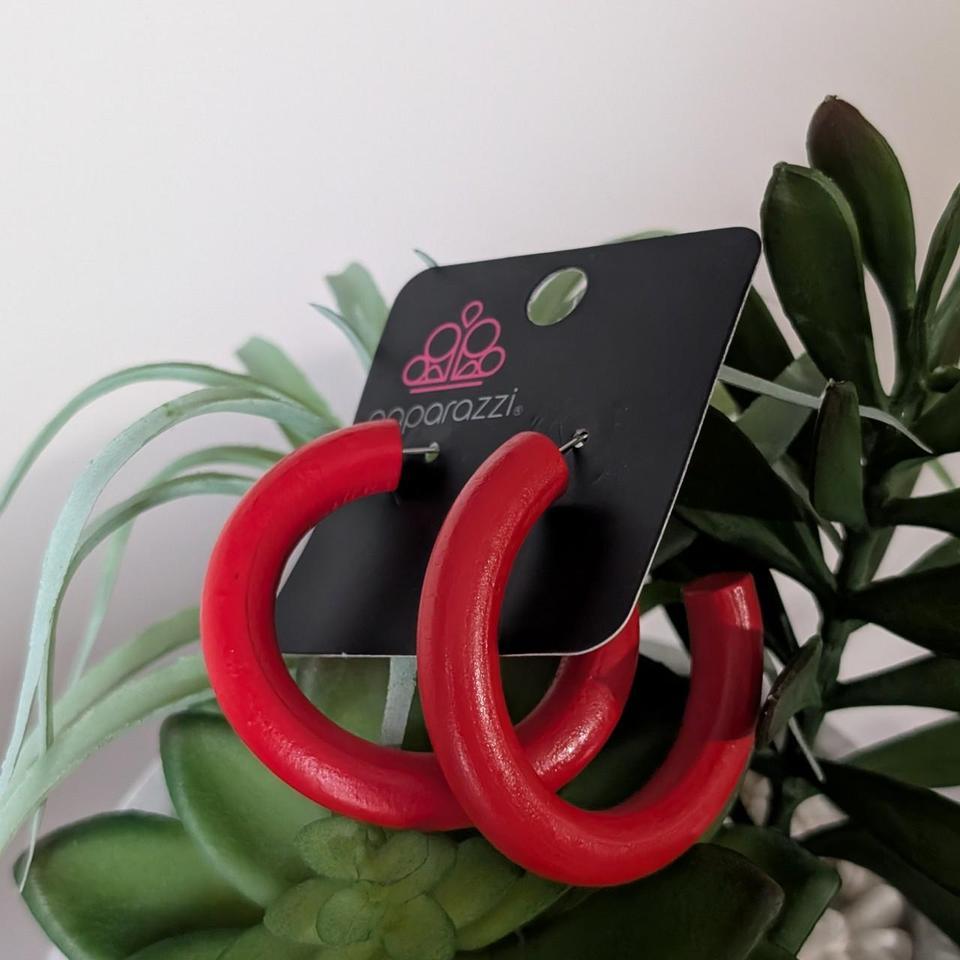 Red Wooden Hoop Earrings Hoops 25e4