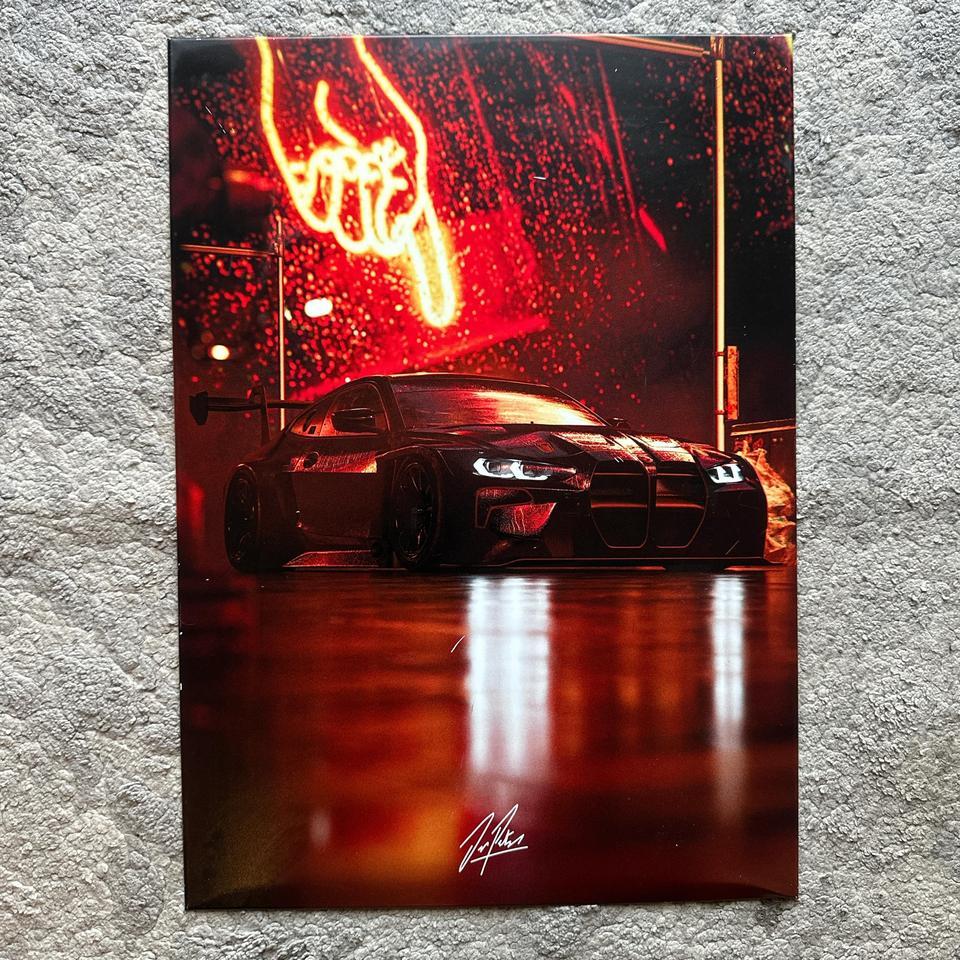 Metal Poster Red Bmw M4 4835