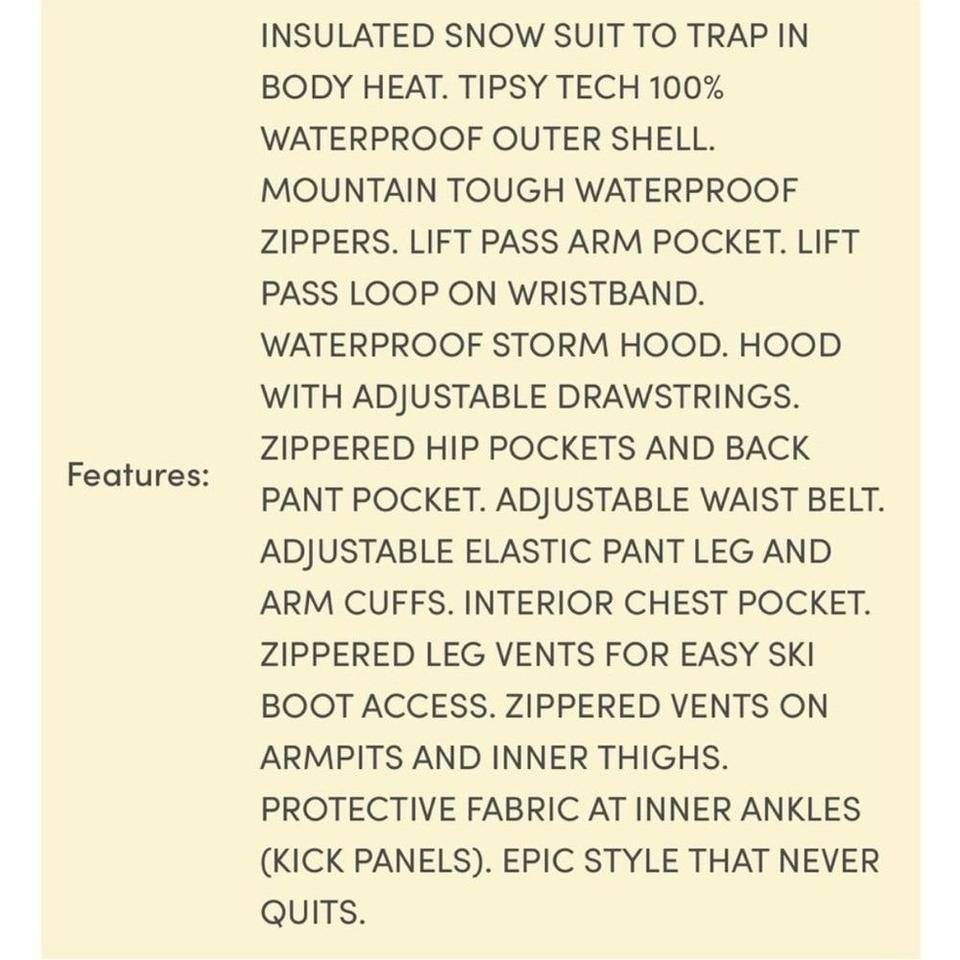 Tipsy Elves Ski Snow Suit D49d 8
