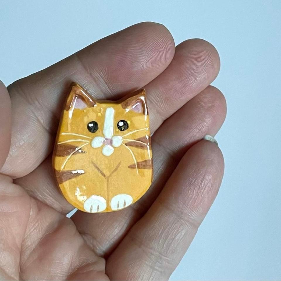 Adorable Ceramic Orange Tabby Cat 2