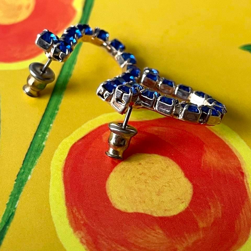Vintage Silvertone Blue Rhinestone 783a 5