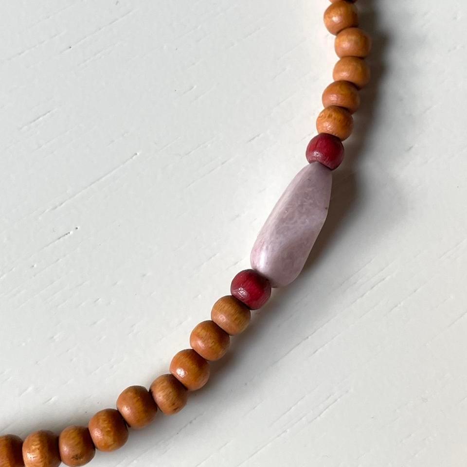 Vintage Wooden Beaded Choker Necklace C6d2 4