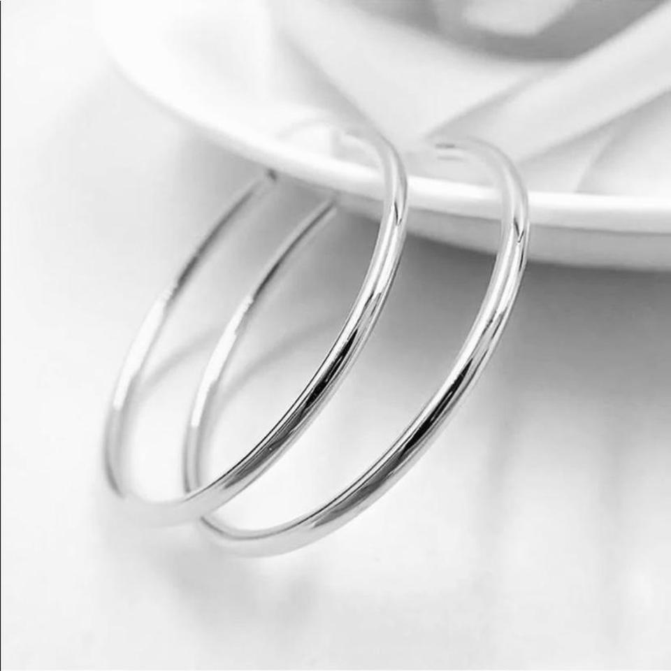 Medium Size Hoop Earrings Silver 6