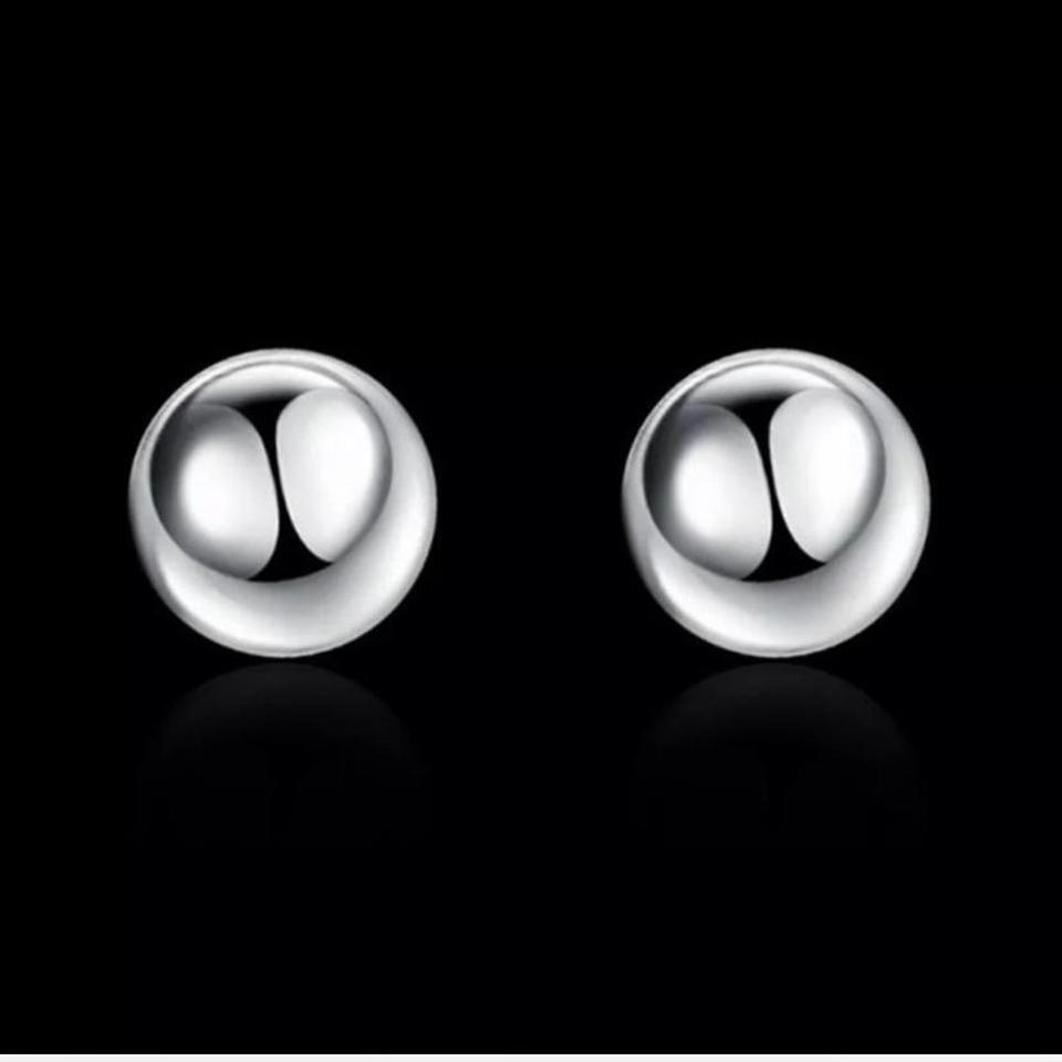 Ball Stud Earrings New Silver 4033 2