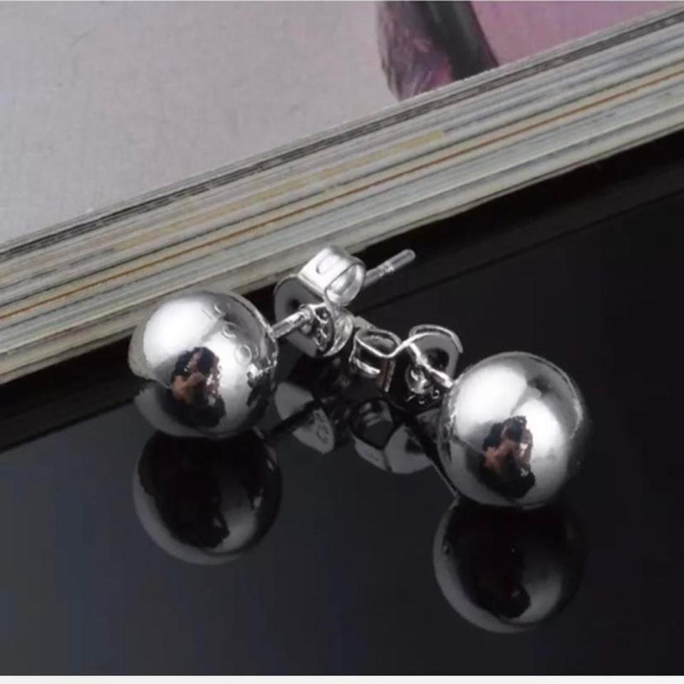 Ball Stud Earrings New Silver 4033 3