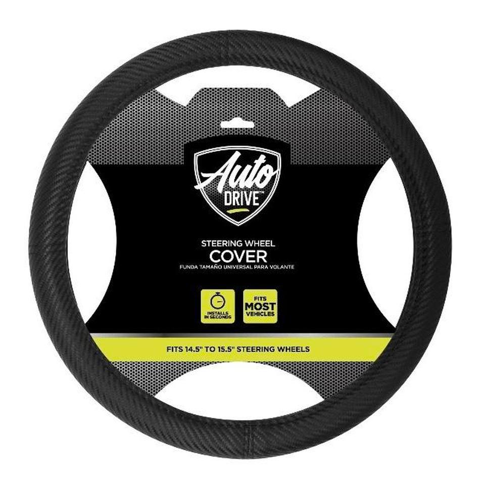 Black Leather Steering Wheel Cover