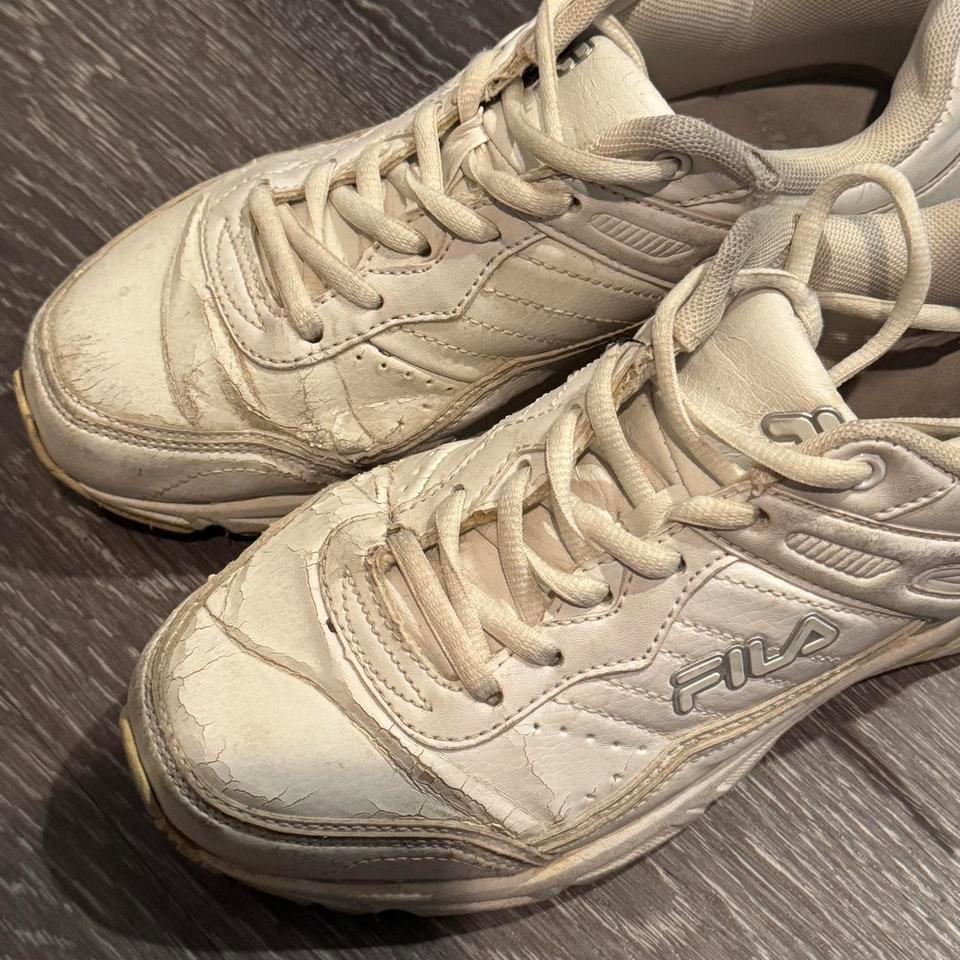 White Fila Trainers With A 4
