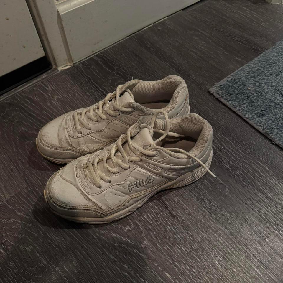 White Fila Trainers With A 5
