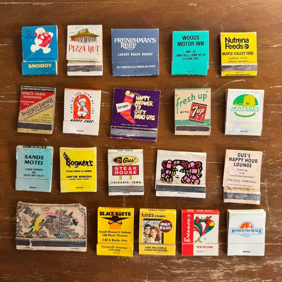 Vintage Matchbook Collection In Wooden 8990 2