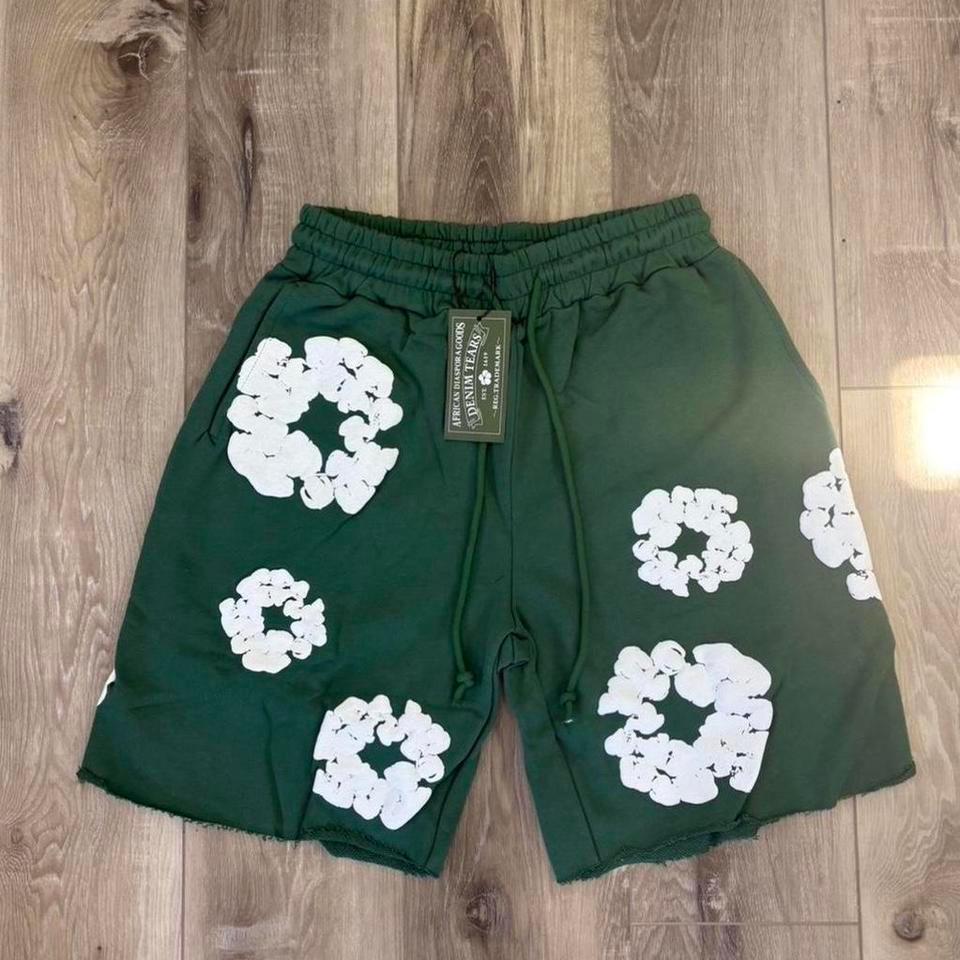 Green Denim Tear Shorts Size 568b