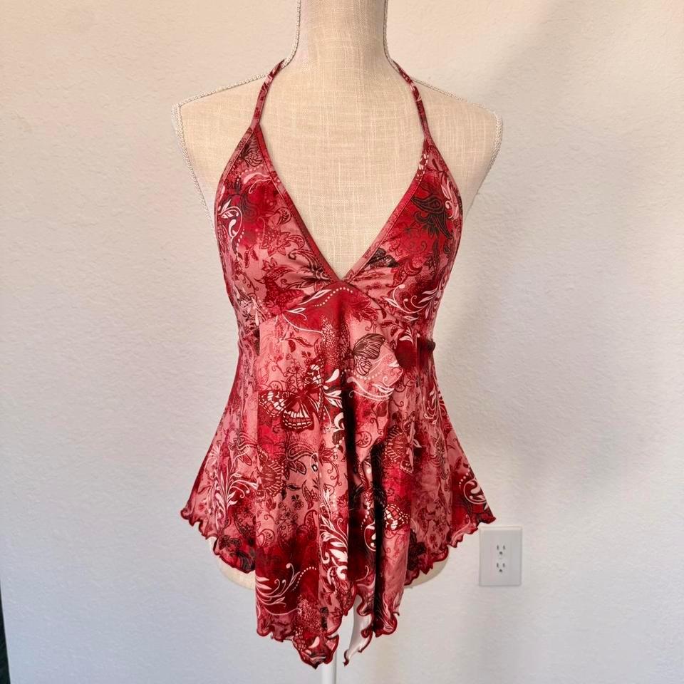 Red Halter Top With Butterfly 8dd6