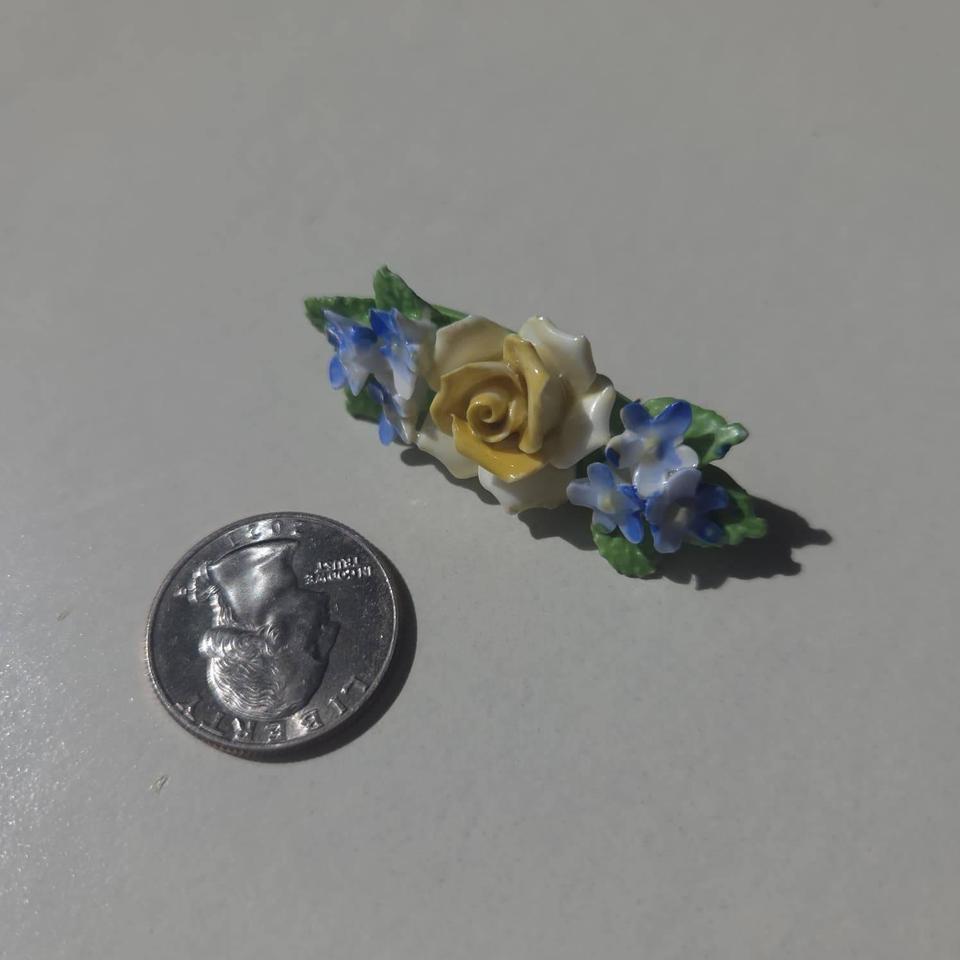 Vintage Floral Brooch Women Yellow 152b 3