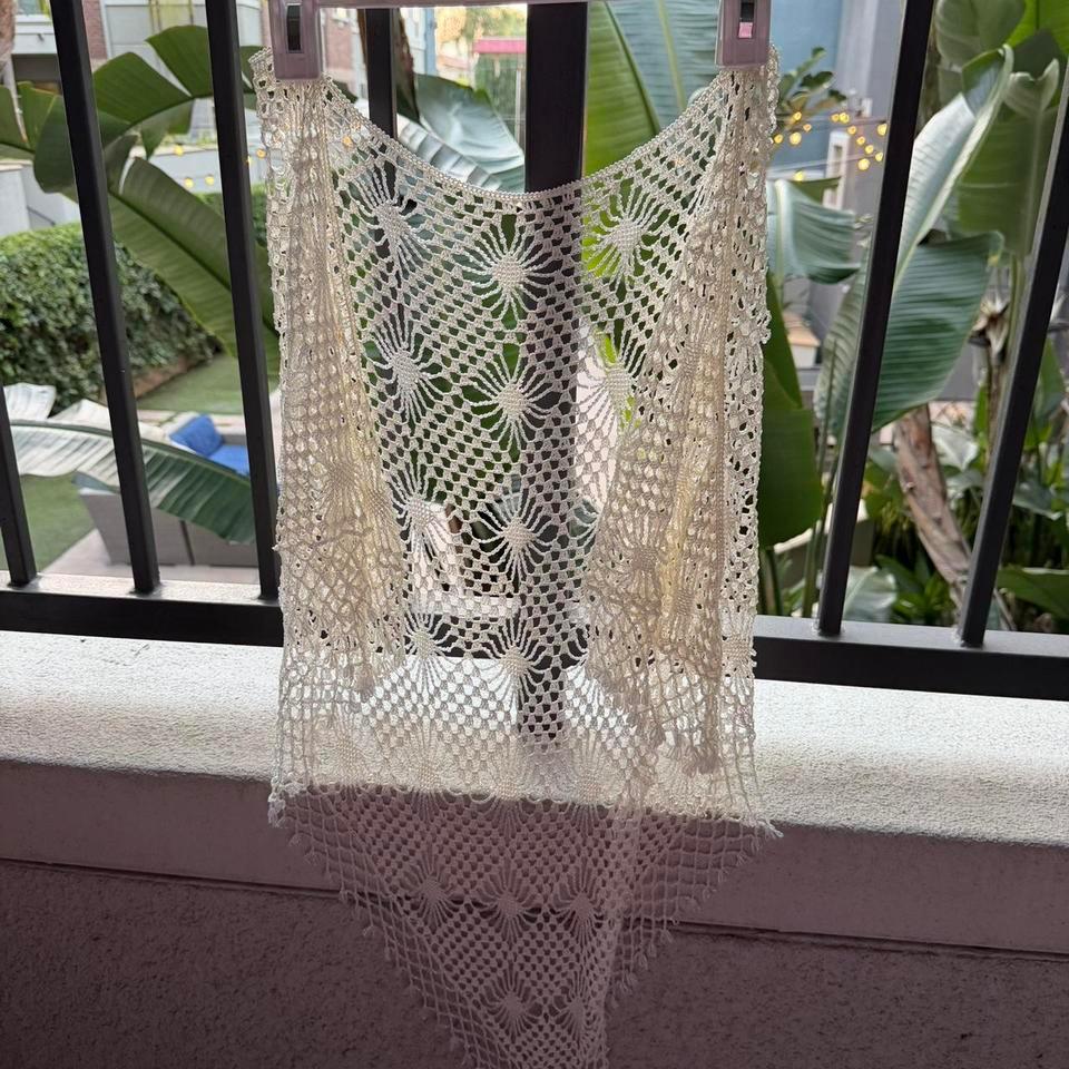 Cream Crochet Shawl With A 82a0 2