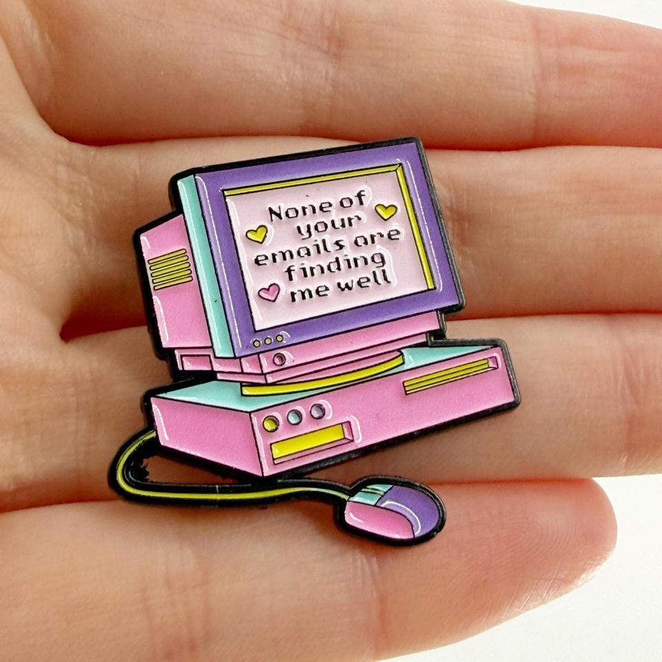 Retro Computer Enamel Pin Funny 575c
