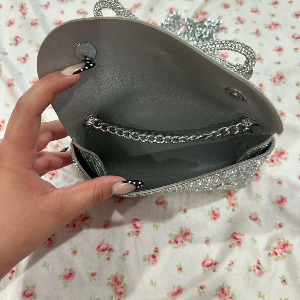 Silver Rhinestone Purse With Chain 95b5 3